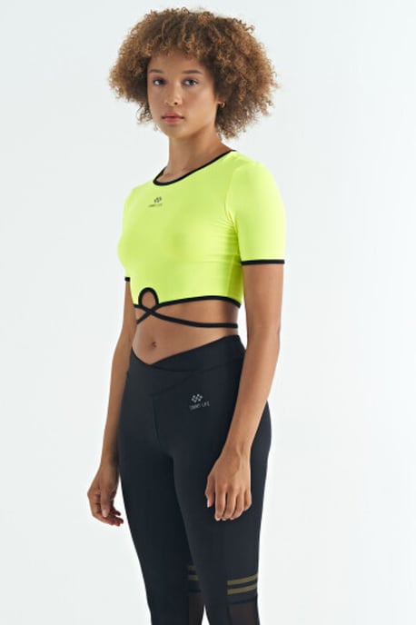 Elastic Crop T-Shirt with Crew Neck - Image 2