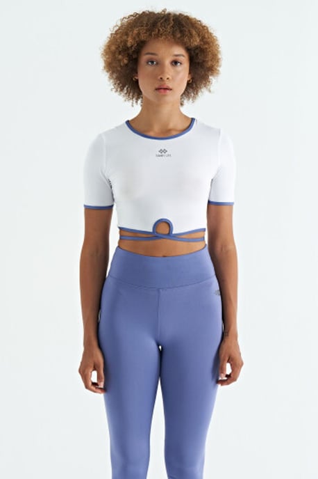 Elastic Crop T-Shirt with Crew Neck - Image 2