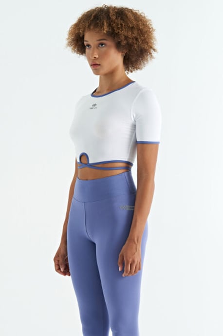 Elastic Crop T-Shirt with Crew Neck - Image 3