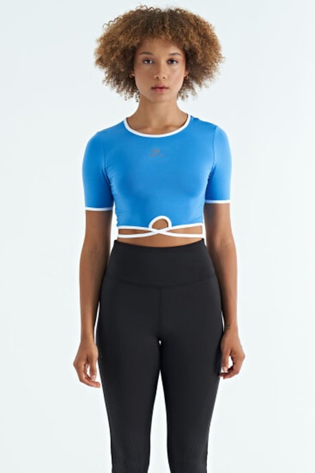 Elastic Crop T-Shirt with Crew Neck - Image 2
