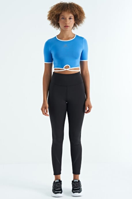 Elastic Crop T-Shirt with Crew Neck - Image 3