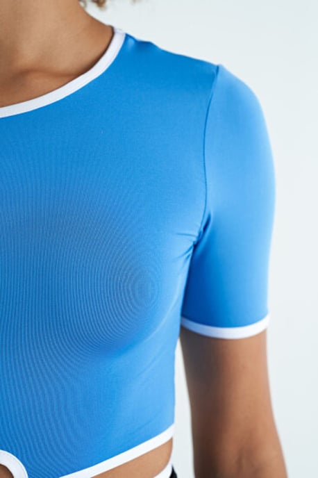 Elastic Crop T-Shirt with Crew Neck - Image 5