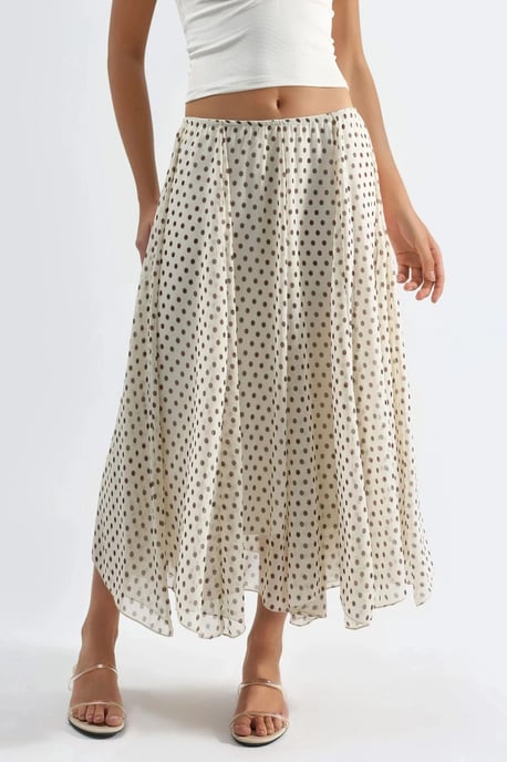 Hoge Taille Polkadot Maxi Rok - Image 1