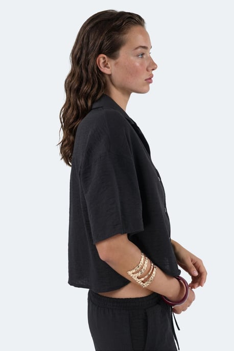 Gestructureerd Korte Crop Shirt met Knopen Sluiting - Image 2