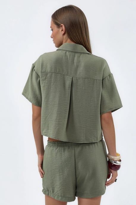 Gestructureerde Cropped Shirt met Knopsluiting - Image 5