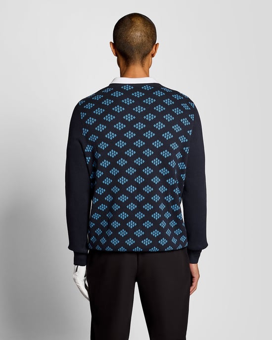 Cotton Crew Neck Argyle Jumper - Image 4