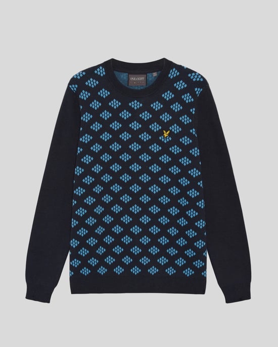 Cotton Crew Neck Argyle Jumper - Image 5