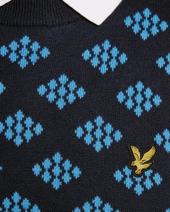 Cotton Crew Neck Argyle Jumper - Image 6