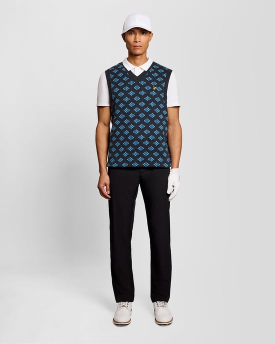 Cotton V-Neck Argyle Vest - Image 2