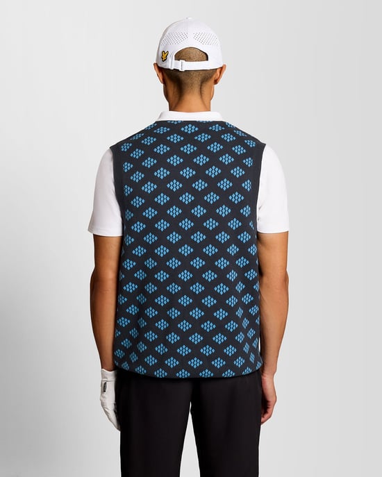 Cotton V-Neck Argyle Vest - Image 4
