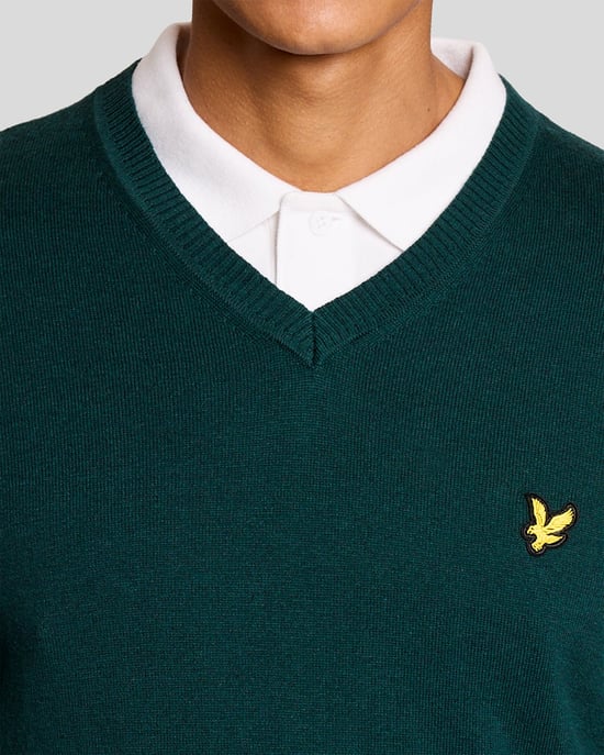 Cotton Blend V-Neck Jumper - Image 3