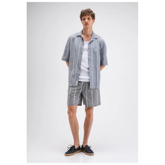 Butcher of Blue Quinn linen stripe shirt alaska blue - Image 5