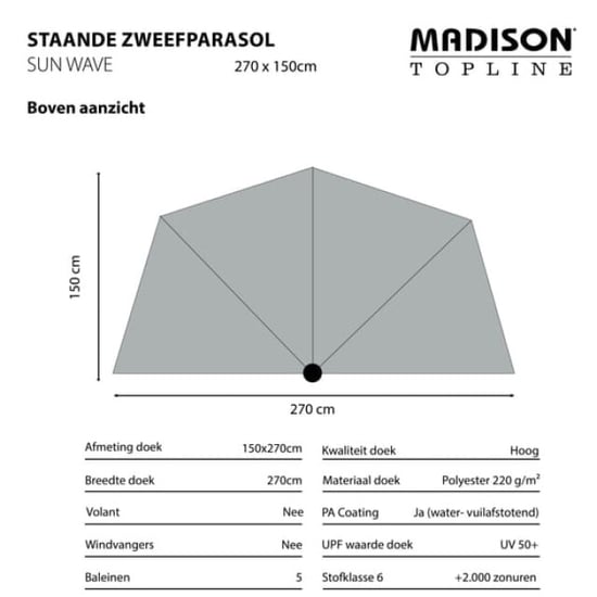 Madison parasol sun wave 270 x 150 - - Image 3