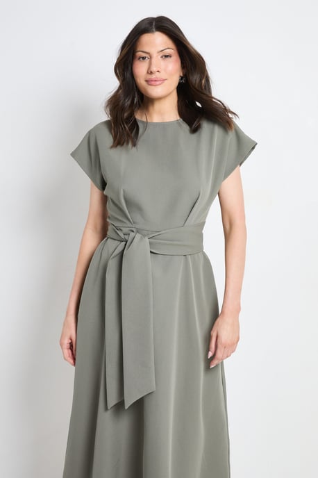 Formal Tie Waist Midi Dress - Image 2