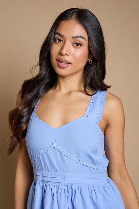 Petite Lace Trim Peplum Midi Dress - Image 2