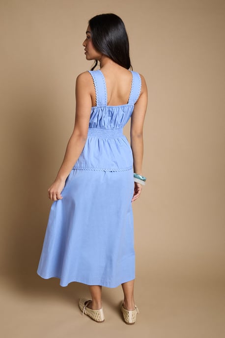 Petite Lace Trim Peplum Midi Dress - Image 3