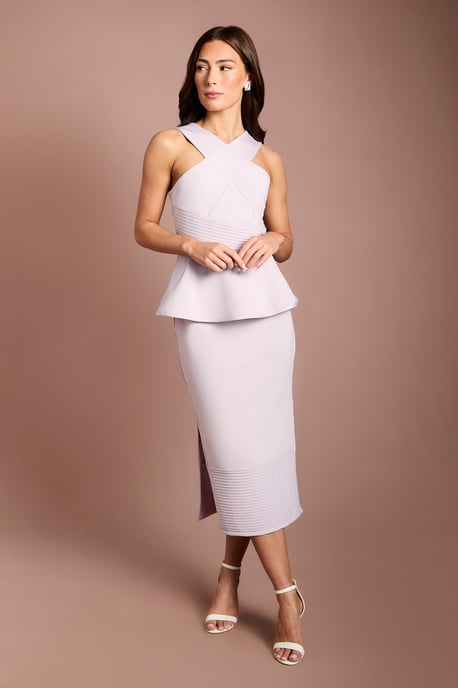 Cross Neck Bandage Column Dress - Image 1