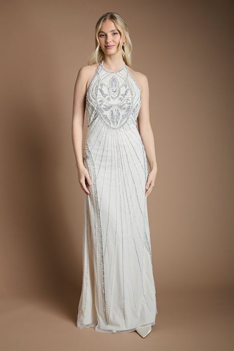 Coast Honoured Sculpting Halterneck Embellished Wedding Dress - Image 1