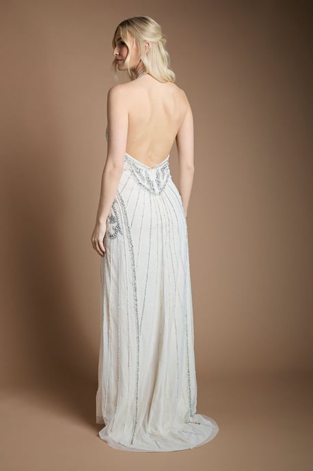 Coast Honoured Sculpting Halterneck Embellished Wedding Dress - Image 3