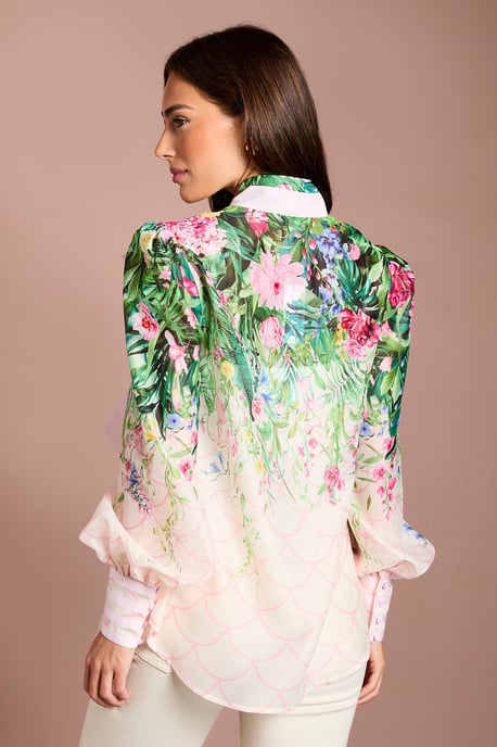 Lisa Tan Pussybow Long Sleeve Organza Shirt - Image 3