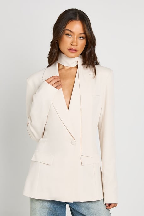 Tall Scarf Detail Cinched Blazer - Image 1