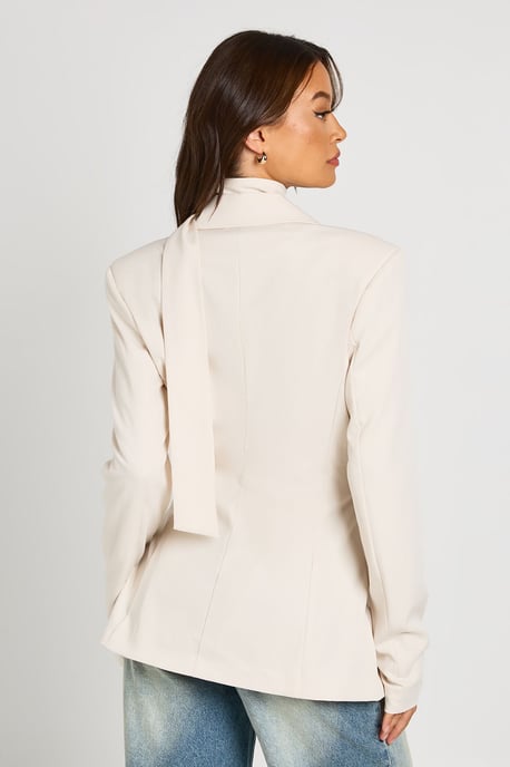 Tall Scarf Detail Cinched Blazer - Image 2