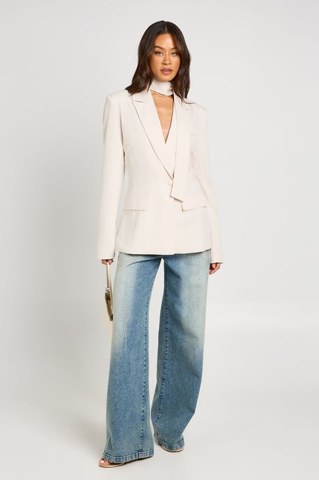 Tall Scarf Detail Cinched Blazer - Image 3