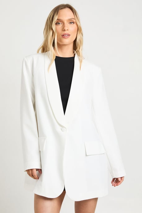 Petite Shoulder Pad Plunge Oversized Blazer - Image 3
