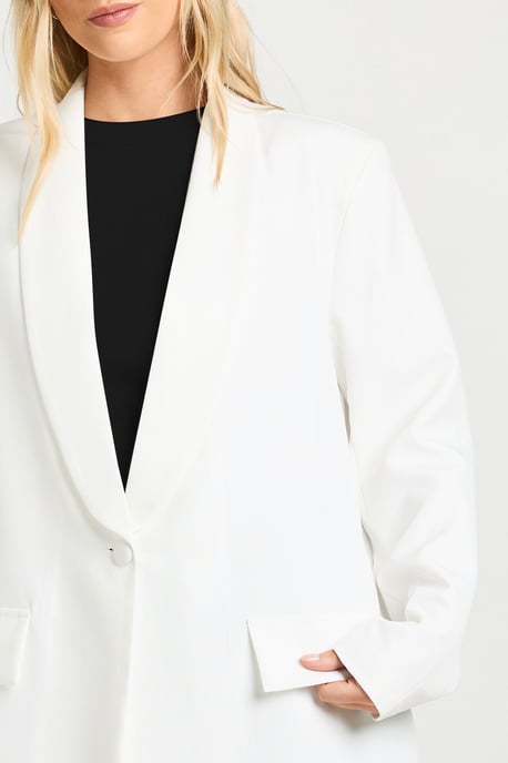 Petite Shoulder Pad Plunge Oversized Blazer - Image 4