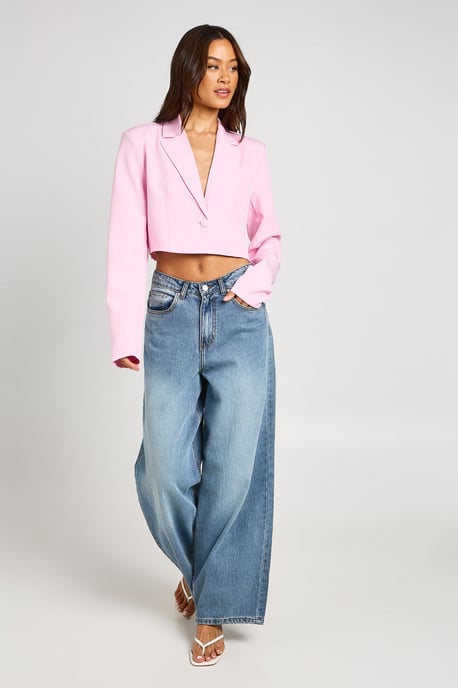 Tall Basic Woven Relaxed Fit Crop Blazer - Image 3
