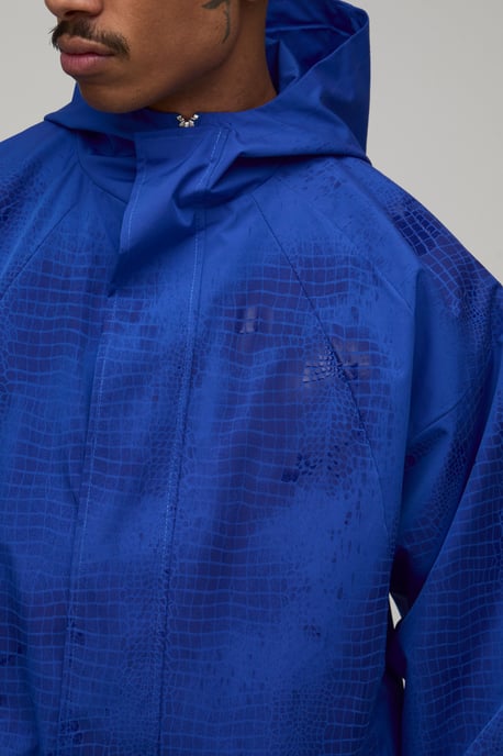 Oversized Boxy Water Reactive Snake Print Hooded Sports Jacket - Image 3