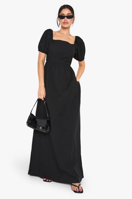 Tall Linen Puff Sleeve Maxi Dress - Image 1