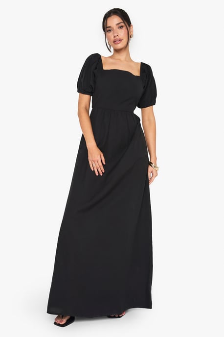 Tall Linen Puff Sleeve Maxi Dress - Image 3