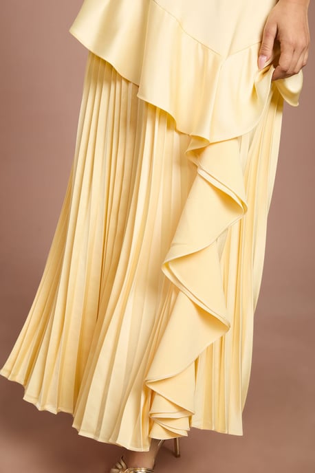 Petite Sleeveless Ruffle Pleat Satin Back Crepe Dress - Image 4