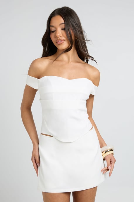 Bardot Ruched Corset Top - Image 4