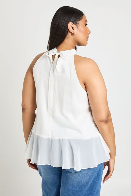 Plus Chiffon Halterneck Ruffle Top - Image 2
