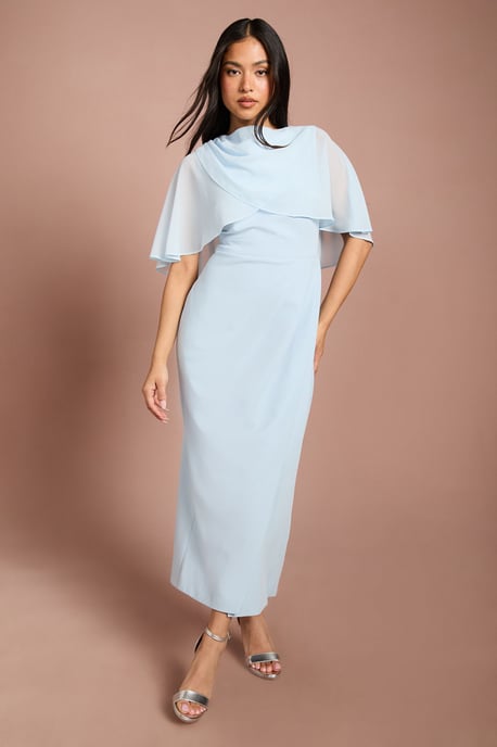 Petite Chiffon Cape Pencil Dress - Image 1