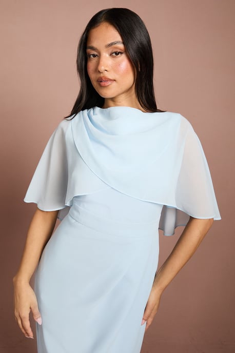 Petite Chiffon Cape Pencil Dress - Image 2