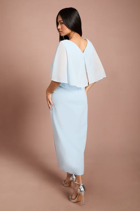 Petite Chiffon Cape Pencil Dress - Image 3