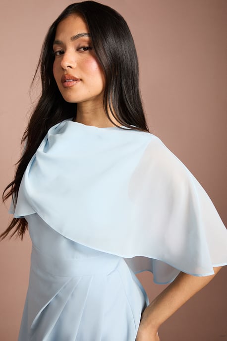 Petite Chiffon Cape Pencil Dress - Image 4