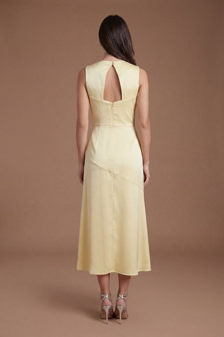 Cowl Neck Sleeveless Satin Midi Dress - Image 2