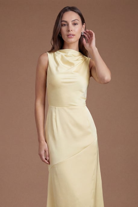 Cowl Neck Sleeveless Satin Midi Dress - Image 3