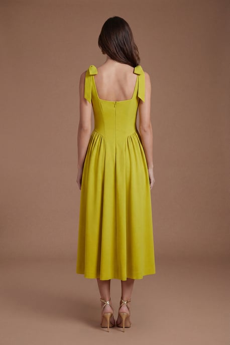 Sleeveless Crepe Midi Dress With Bow Detail Straps - Image 3