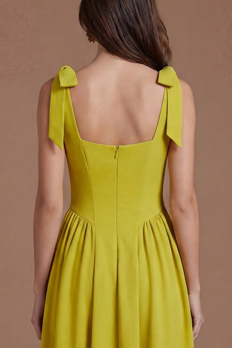 Sleeveless Crepe Midi Dress With Bow Detail Straps - Image 6