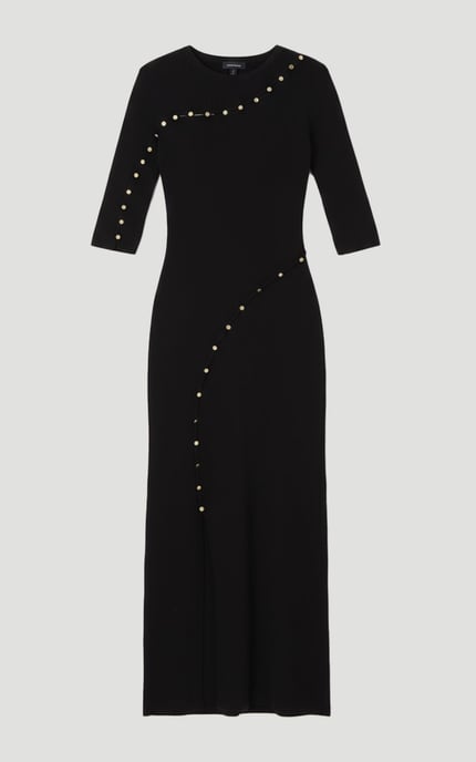 Viscose Blend Cut Out Trim Detail Knit Midi Dress - Image 4