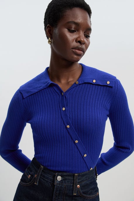 Viscose Blend Trim Detail Knit Top - Image 3