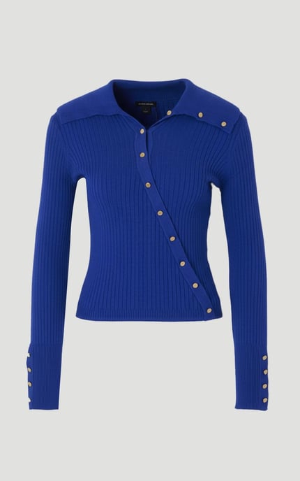 Viscose Blend Trim Detail Knit Top - Image 4