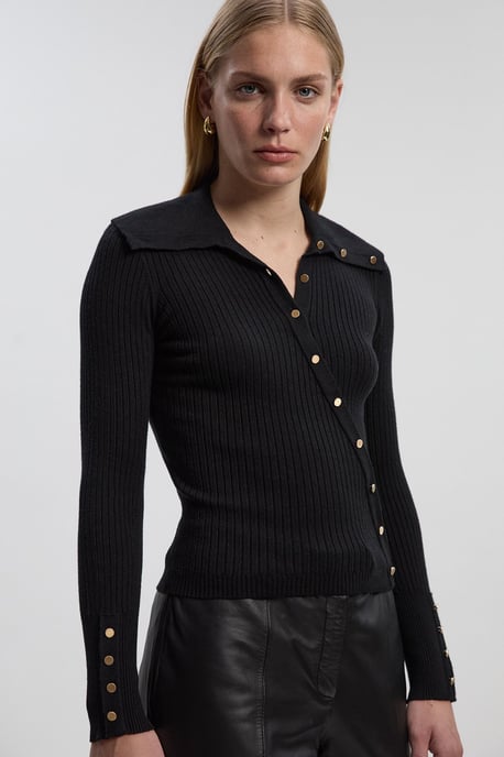 Viscose Blend Trim Detail Knit Top - Image 2