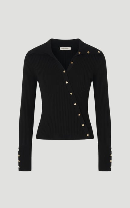 Viscose Blend Trim Detail Knit Top - Image 4