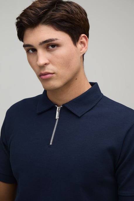 Slim Premium Interlock Zip Neck Polo - Image 3